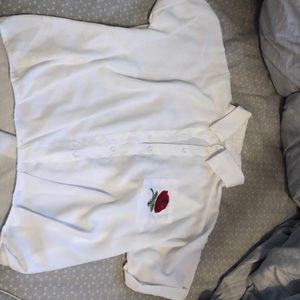white,semi see through rise button up